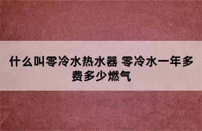 什么叫零冷水热水器 零冷水一年多费多少燃气